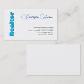 プロフェッショナルシンプル不動産仲介業者実在エステートブルーホワイト 名刺 (正面/裏面)