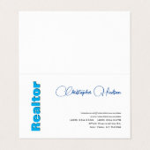 プロフェッショナルシンプル不動産仲介業者実在エステートブルーホワイト 名刺 (外部フラット)