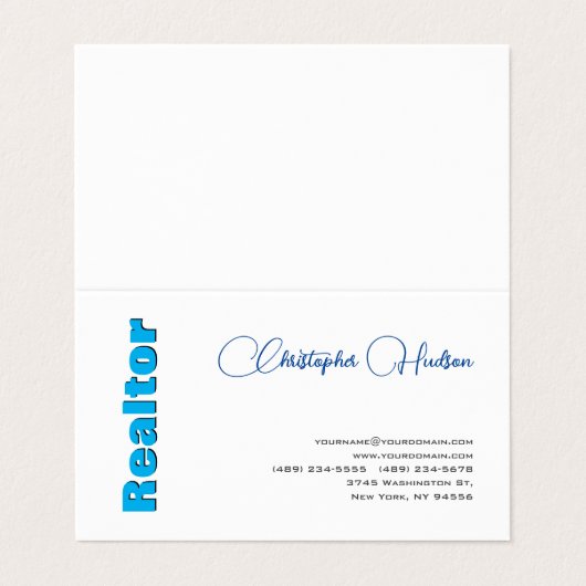 プロフェッショナルシンプル不動産仲介業者実在エステートブルーホワイト 名刺 (外部フラット)