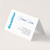 プロフェッショナルシンプル不動産仲介業者実在エステートブルーホワイト 名刺 (正面)