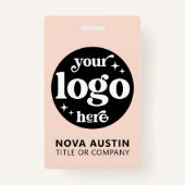 プロフェッショナルシンプル会社ロゴ従業員スタッフID バッジ (裏面)