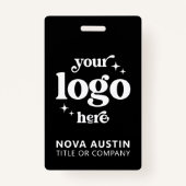 プロフェッショナルシンプル会社ロゴ従業員スタッフID バッジ (正面)