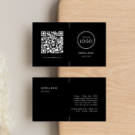 プロフェッショナルシンプル会社ロゴQRコードブラック 名刺