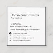 プロフェッショナルシンプル白黒ソーシャルメディア スクエア名刺 (裏面)