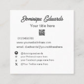 プロフェッショナルシンプル白黒フォトソーシャルメディア スクエア名刺 (裏面)