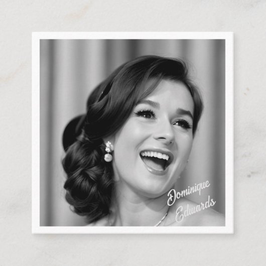 プロフェッショナルシンプル白黒フォトソーシャルメディア スクエア名刺 (正面)