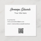 プロフェッショナルシンプル白黒フォトQRコード スクエア名刺 (裏面)