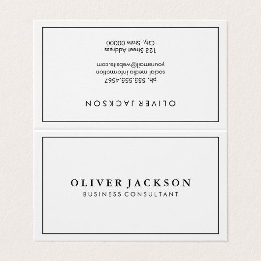 プロフェッショナルシンプル白黒ミニマリスト 名刺 (外部フラット)