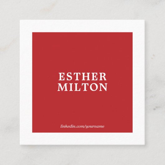 プロフェッショナルシンプル赤エレガント白コンサルタント スクエア名刺 (正面)