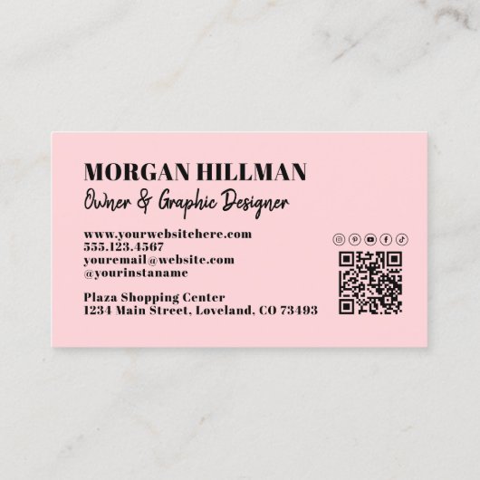 プロフェッショナルシンプル赤面ピンクモノグラム 名刺 (裏面)