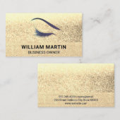プロフェッショナルシンプル金ゴールドグリッターアイラッシュテック 名刺 (正面/裏面)