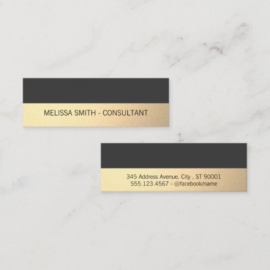 プロフェッショナルシンプル金ゴールドラックスグレイ スキニー名刺 (正面/裏面)