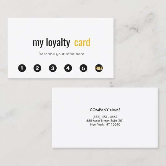 プロフェッショナルシンプル6パンチカスタマーロイヤリティカード ロイヤリティカード (正面/裏面)