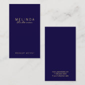 プロフェッショナルシンプル・ネービー・ブルー・アンド・金ゴールド 名刺 (正面/裏面)