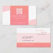 プロフェッショナルシンプルQRコードサンゴ幾何学 名刺 (正面/裏面)