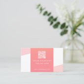 プロフェッショナルシンプルQRコードサンゴ幾何学 名刺 (スタンド正面)