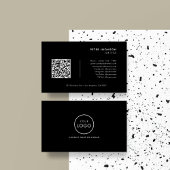 プロフェッショナルシンプルQRコードロゴブラック&ホワイト 名刺