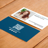 プロフェッショナルシンプルQRコード写真青 名刺