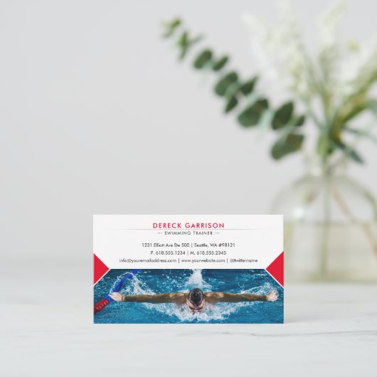 プロフェッショナルスイミングトレーナー |コーチ 名刺 (スタンド正面)