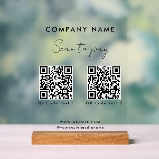 プロフェッショナルスキャンして支払う2 QRコードWebサイト アクリルサイン (ニュートラル)