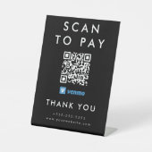 プロフェッショナルスキャンしてVenmo QRコードブラックを支払う 台座サイン (正面)