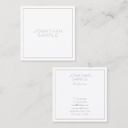 プロフェッショナルスクウェアモダンエステティックラグジュアリープレーン スクエア名刺 (正面/裏面)