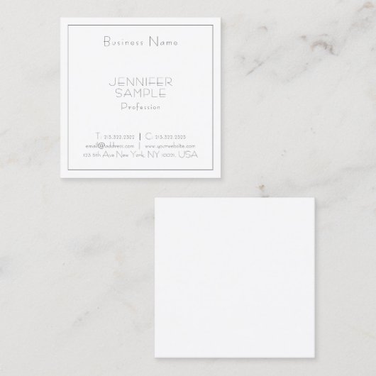 プロフェッショナルスクモダンエアラグジュアリエレガントープレーン スクエア名刺 (正面/裏面)