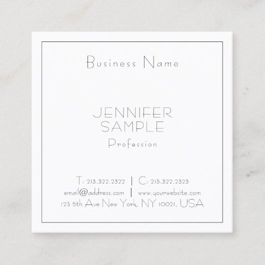 プロフェッショナルスクモダンエアラグジュアリエレガントープレーン スクエア名刺 (正面)