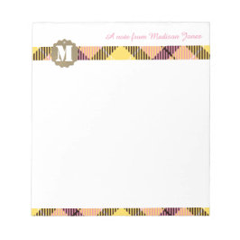 プロフェッショナルスクリプト名モダンモノグラムタータンチェック ノートパッド