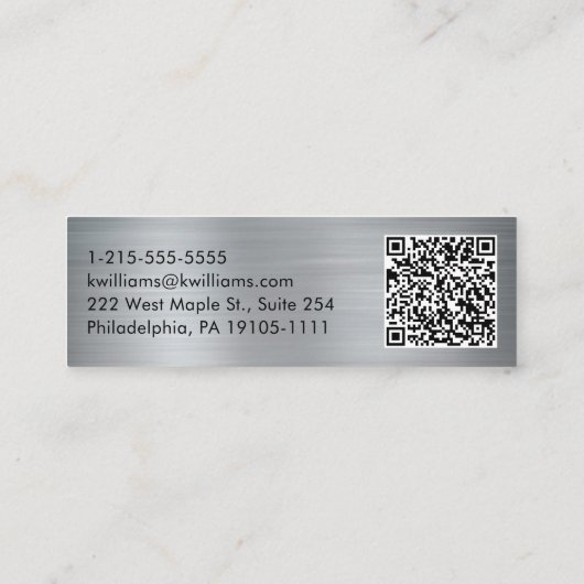 プロフェッショナルスクリプトQRコードシルバー スキニー名刺 (裏面)