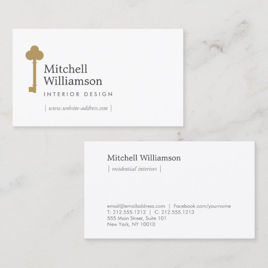 プロフェッショナルスケルトン鍵ロゴ不動産仲介業者 名刺 (正面/裏面)