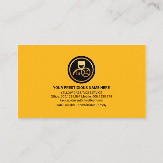 プロフェッショナルスタイリッシュイエロータクシー車 名刺 (裏面)