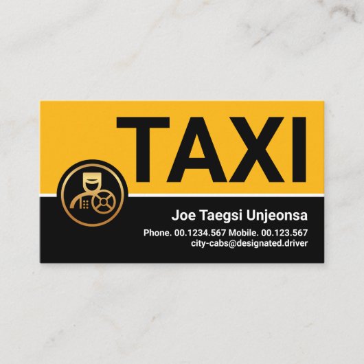 プロフェッショナルスタイリッシュイエロータクシー車 名刺 (正面)