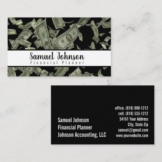 プロフェッショナルスタイリッシュファイナンシャルプランナー会計 名刺 (正面/裏面)