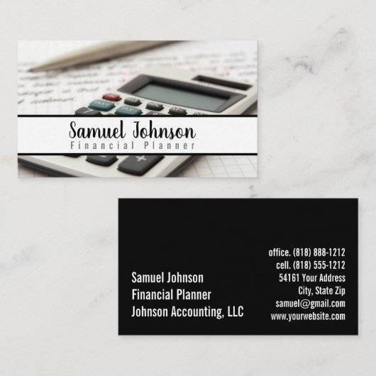 プロフェッショナルスタイリッシュファイナンシャルプランナー会計 名刺 (正面/裏面)