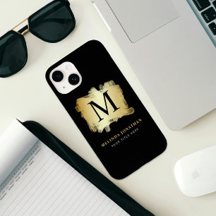 プロフェッショナルスタイリッシュブラック金ゴールドブラシモノグラム Case-Mate iPhone 14ケース