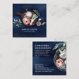プロフェッショナルスタイリッシュブルーウォーターケータリング スクエア名刺