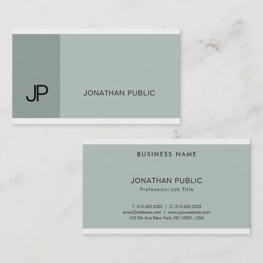 プロフェッショナルスタイリッシュブルーグリーンモノグラモダンム 名刺 (正面/裏面)