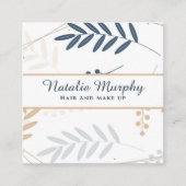 プロフェッショナルスタイリッシュボタニカルネイビーゲググレー スクエア名刺 (正面)