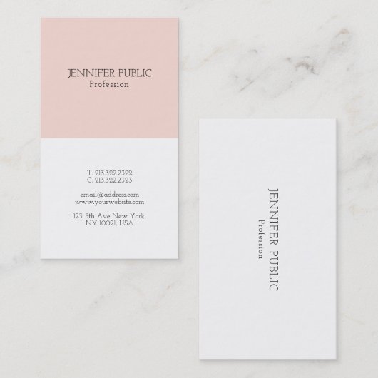 プロフェッショナルスタイリッシュミニマルデザイン赤面ピンク 名刺 (正面/裏面)