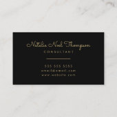 プロフェッショナルスタイリッシュモノグラムスクリプト名金ゴールド 名刺 (裏面)