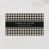 プロフェッショナルスタイリッシュ千鳥格子のブラックのオフホワイト 名刺 (正面)