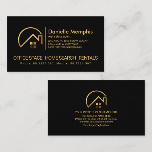 プロフェッショナルスタイリッシュ金ゴールドホームサンイメージ不動産仲介業者 名刺