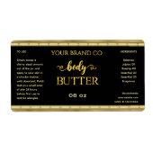 プロフェッショナルスタイルのブラック金ゴールド体バターのラベル。 ラベル (正面)