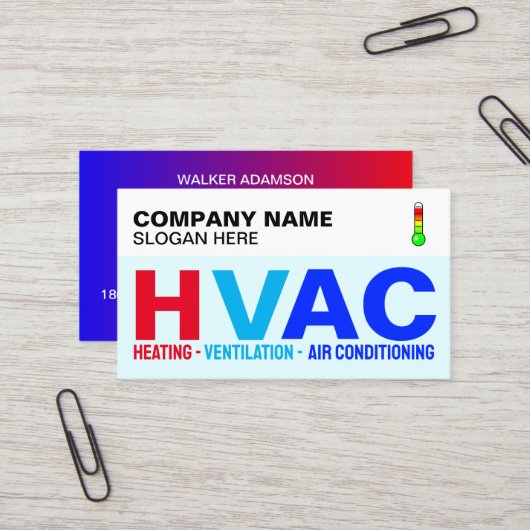 プロフェッショナルスペシャリストモダン(ロゴ) HVAC 名刺 (正面/裏面インサイチュ)