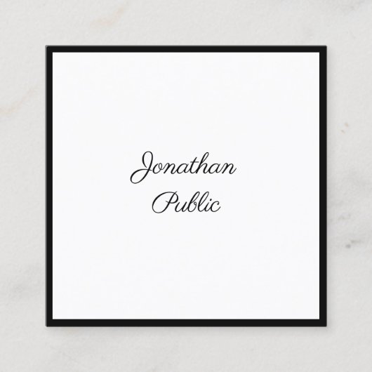 プロフェッショナルスモダンクリプト白黒シックプレーン スクエア名刺 (正面)