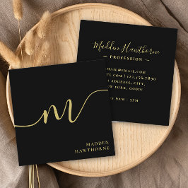 プロフェッショナルスモダンクリプト黒金ゴールドモノグラム スクエア名刺