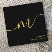 プロフェッショナルスモダンクリプト黒金ゴールドモノグラム スクエア名刺
