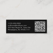 プロフェッショナルスモダンクリプトQRコードブラック スキニー名刺 (裏面)