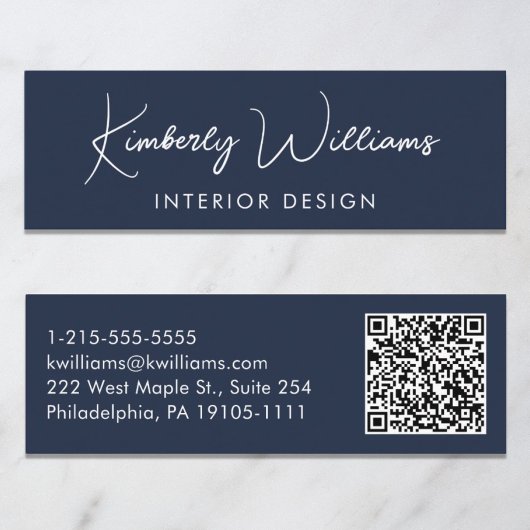 プロフェッショナルスモダンクリプトQRコードブルー スキニー名刺